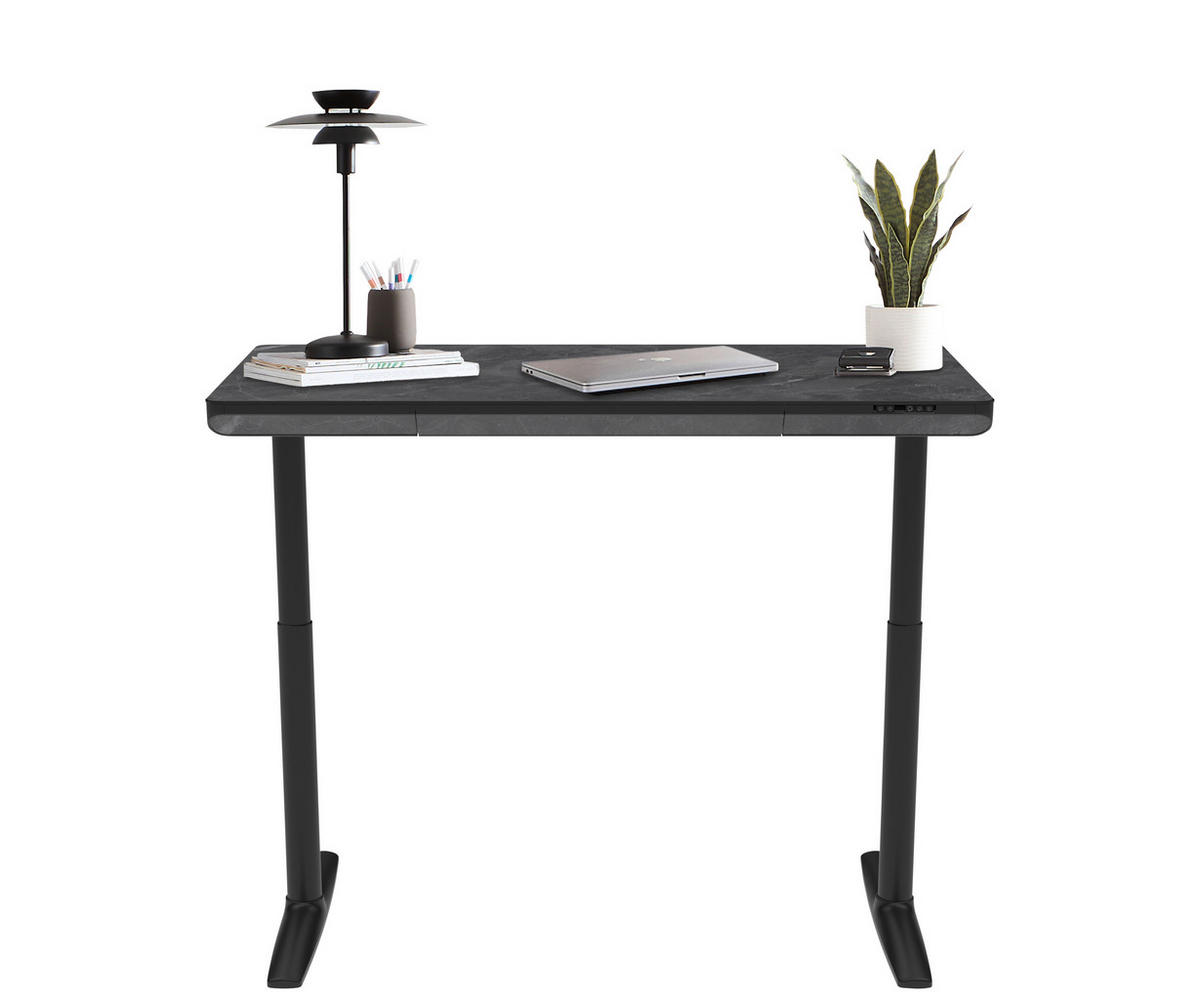 SKRIVBORD 140/70/73-118 cm  i svart  - svart, Design, metall/trämaterial (140/70/73-118cm) - Novel