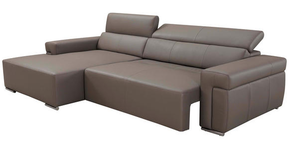ECKSOFA DUA in Echtleder Grau  170/293 cm  - Chromfarben/Grau, Design, Leder/Metall (170/293cm) - Novel