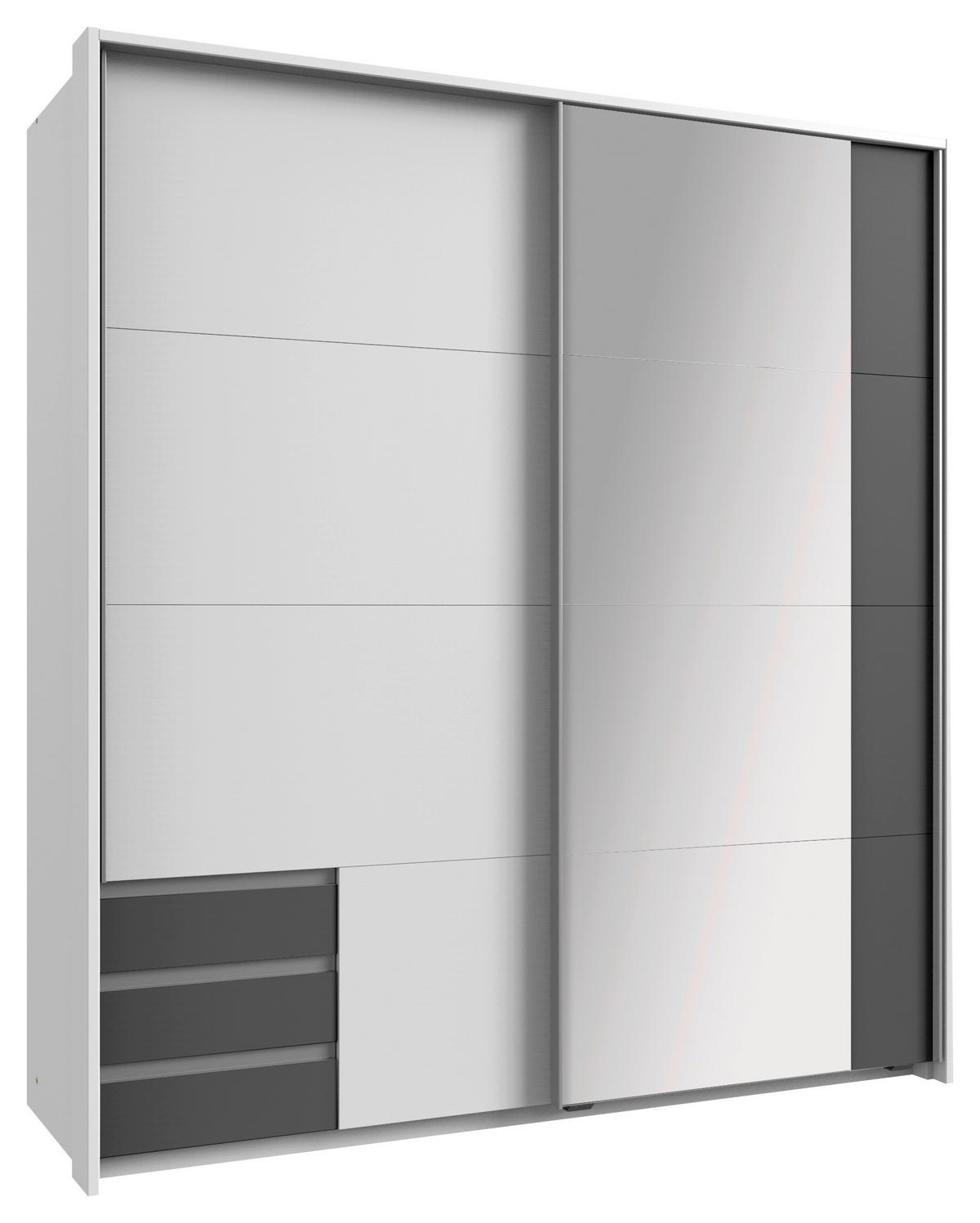 SCHWEBETÜRENSCHRANK  in Graphitfarben, Weiß  - Alufarben/Graphitfarben, Design, Glas/Holzwerkstoff (179/198/64cm) - Carryhome