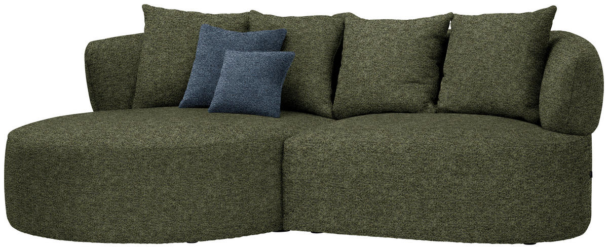 ECKSOFA in Chenille Grün  166/235 cm  - Blau/Schwarz, MODERN, Kunststoff/Textil (166/235cm) - Hom`in