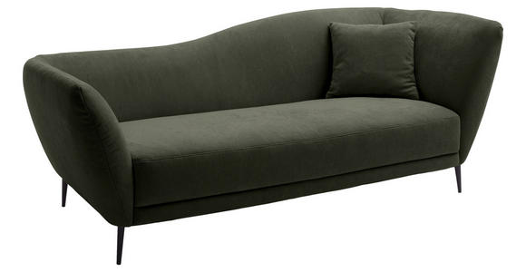 RÉCAMIERE Olivgrün Chenille Zierkissen, Rücken echt  - Schwarz/Olivgrün, KONVENTIONELL, Textil/Metall (224/70/97cm) - Hom`in