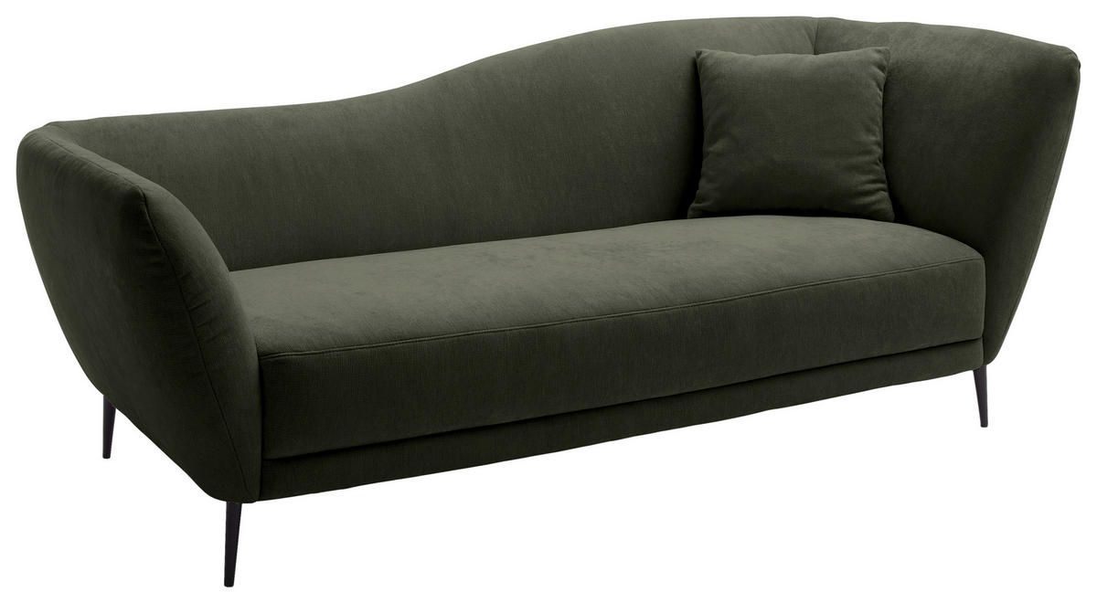 RÉCAMIERE Olivgrün Chenille Zierkissen, Rücken echt  - Schwarz/Olivgrün, KONVENTIONELL, Textil/Metall (224/70/97cm) - Hom`in