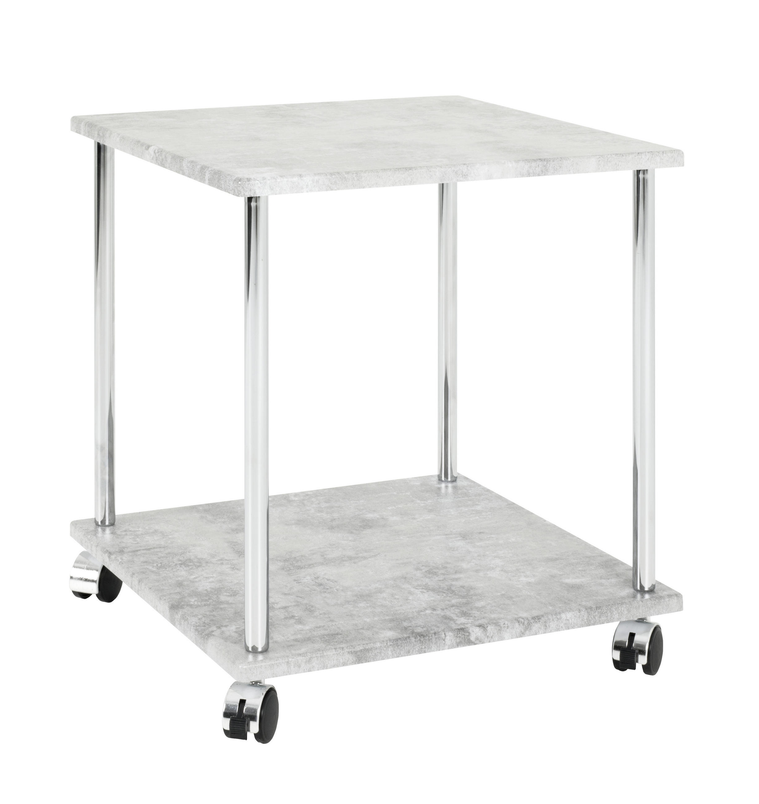 BEISTELLTISCH quadratisch Grau, Chromfarben  - Chromfarben/Grau, Basics, Kunststoff/Metall (40/40/45cm)