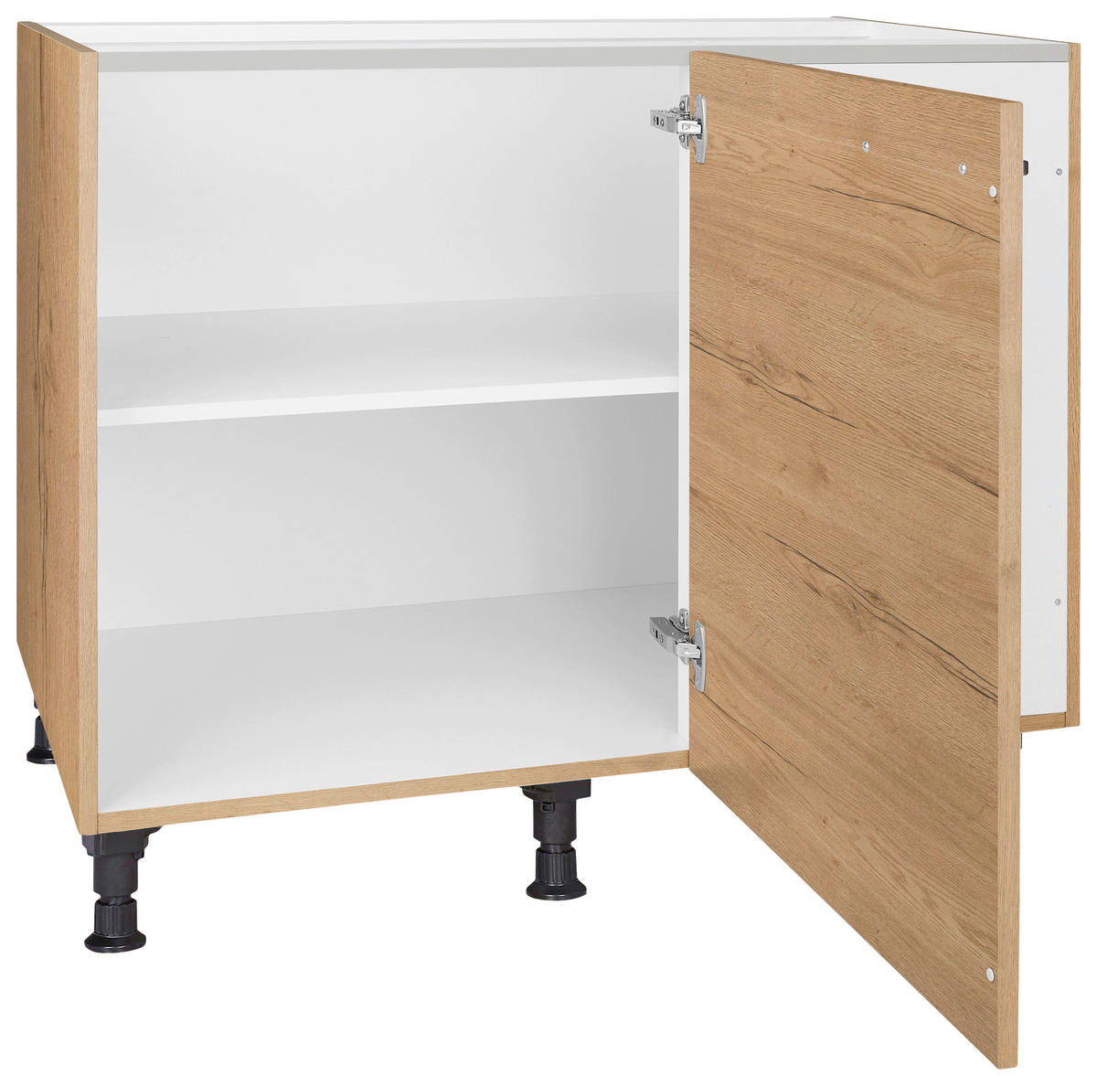 ECKUNTERSCHRANK 125/87/65 cm  - Eichefarben/Schwarz, MODERN, Holzwerkstoff/Metall (125/87/65cm) - Nobilia