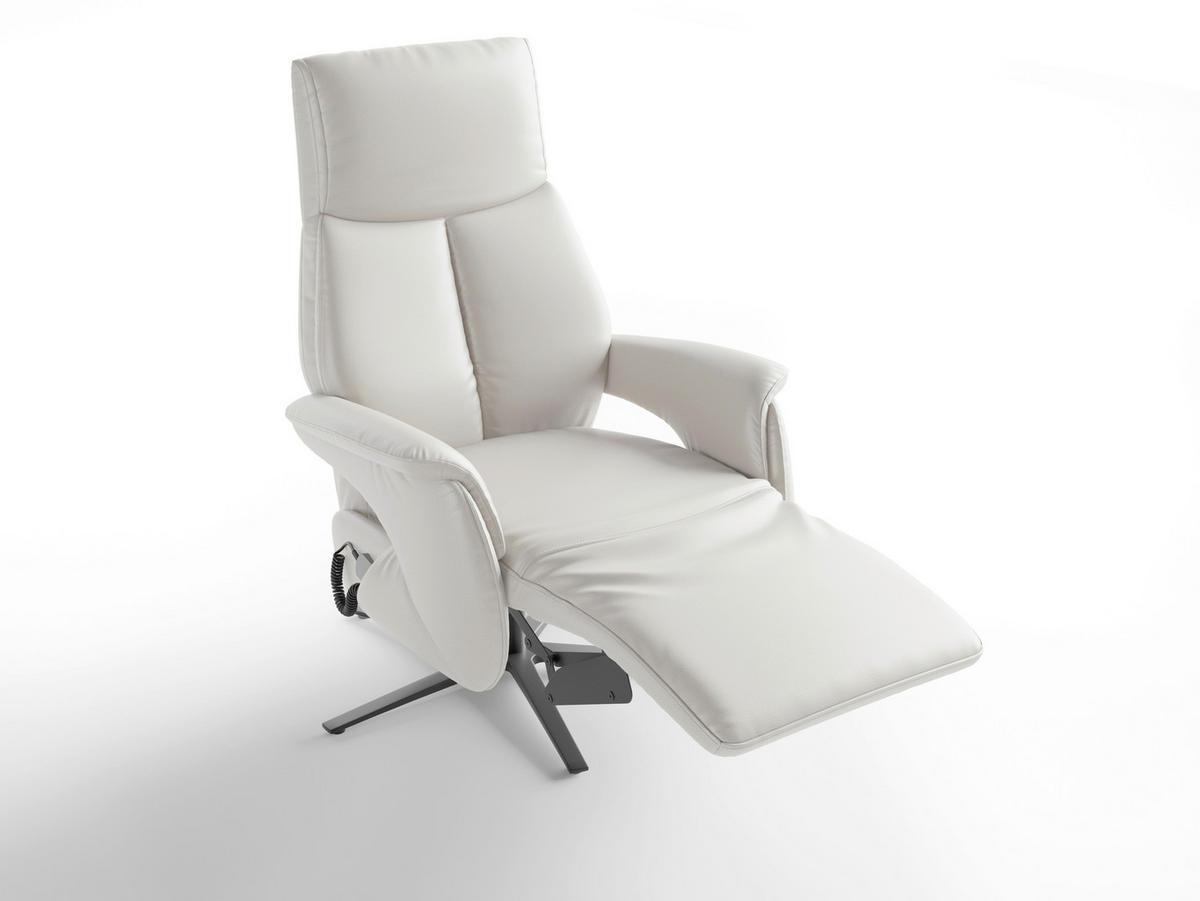 RELAXSESSEL Leder Weiss  - Weiss/Schwarz, Basics, Leder/Metall (75/110/85cm) - Sit & More