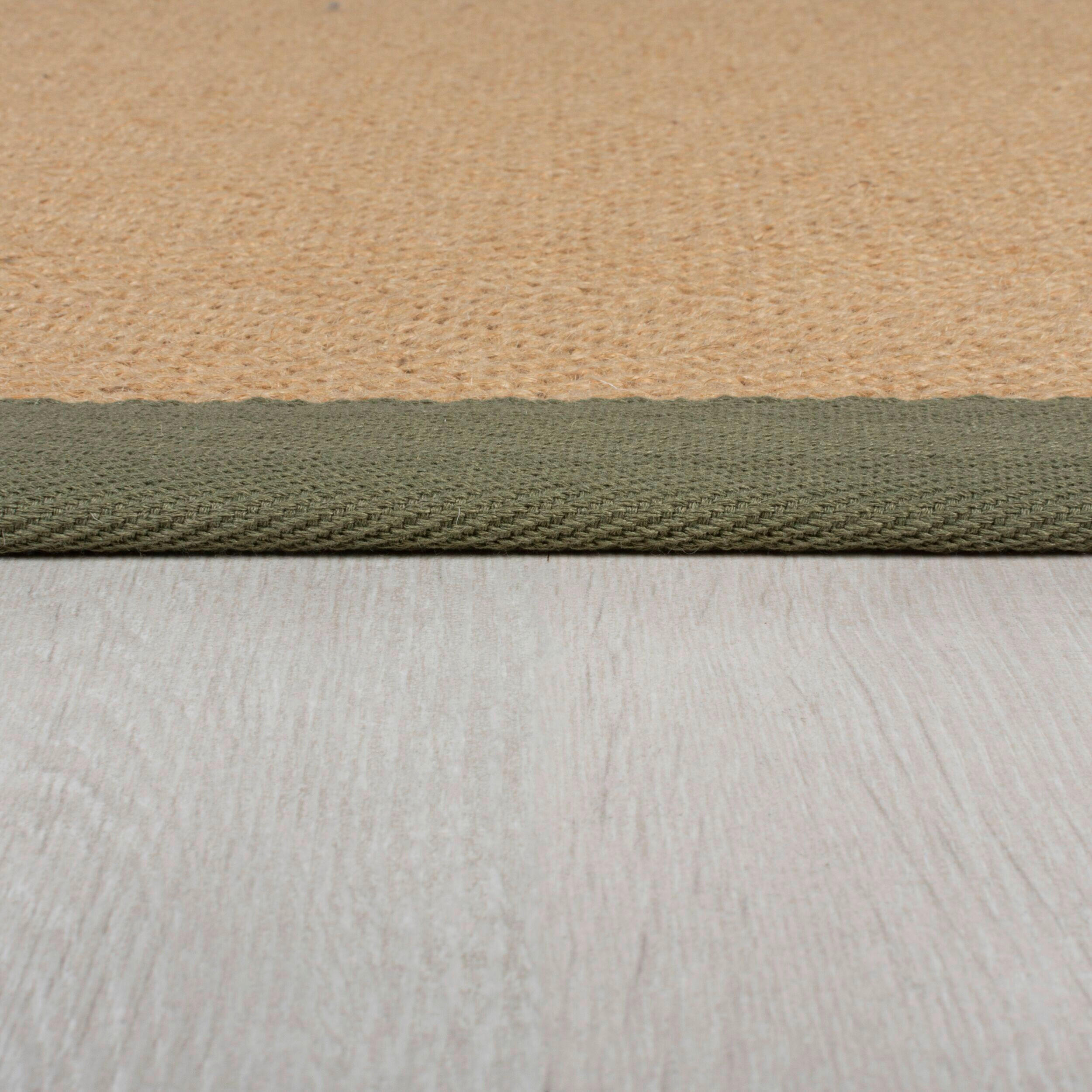 Thumbnail - Xora Flachwebeteppich Herringbone Border, Grün, Textil, Bordüre, rechteckig, 160x230 cm, Reach, AZO-frei, Handmade in In...