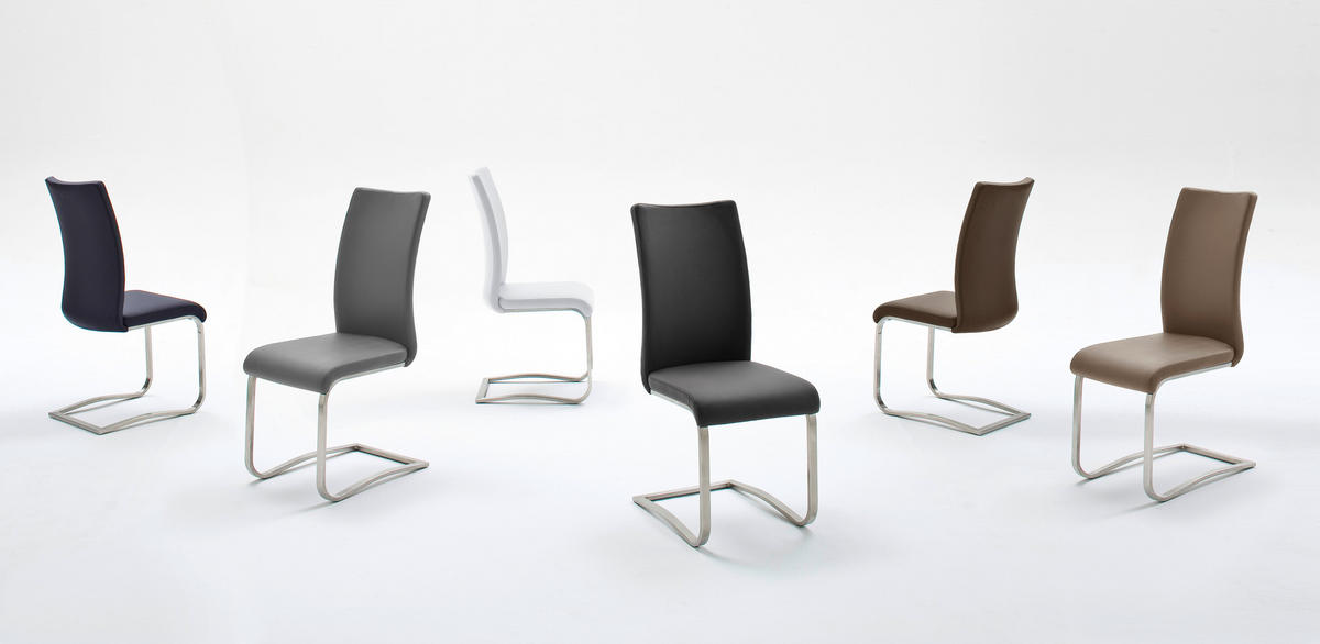 SCHWINGSTUHL  in Edelstahl Echtleder  - Edelstahlfarben/Grau, Design, Leder/Metall (43/103/52cm) - Livetastic