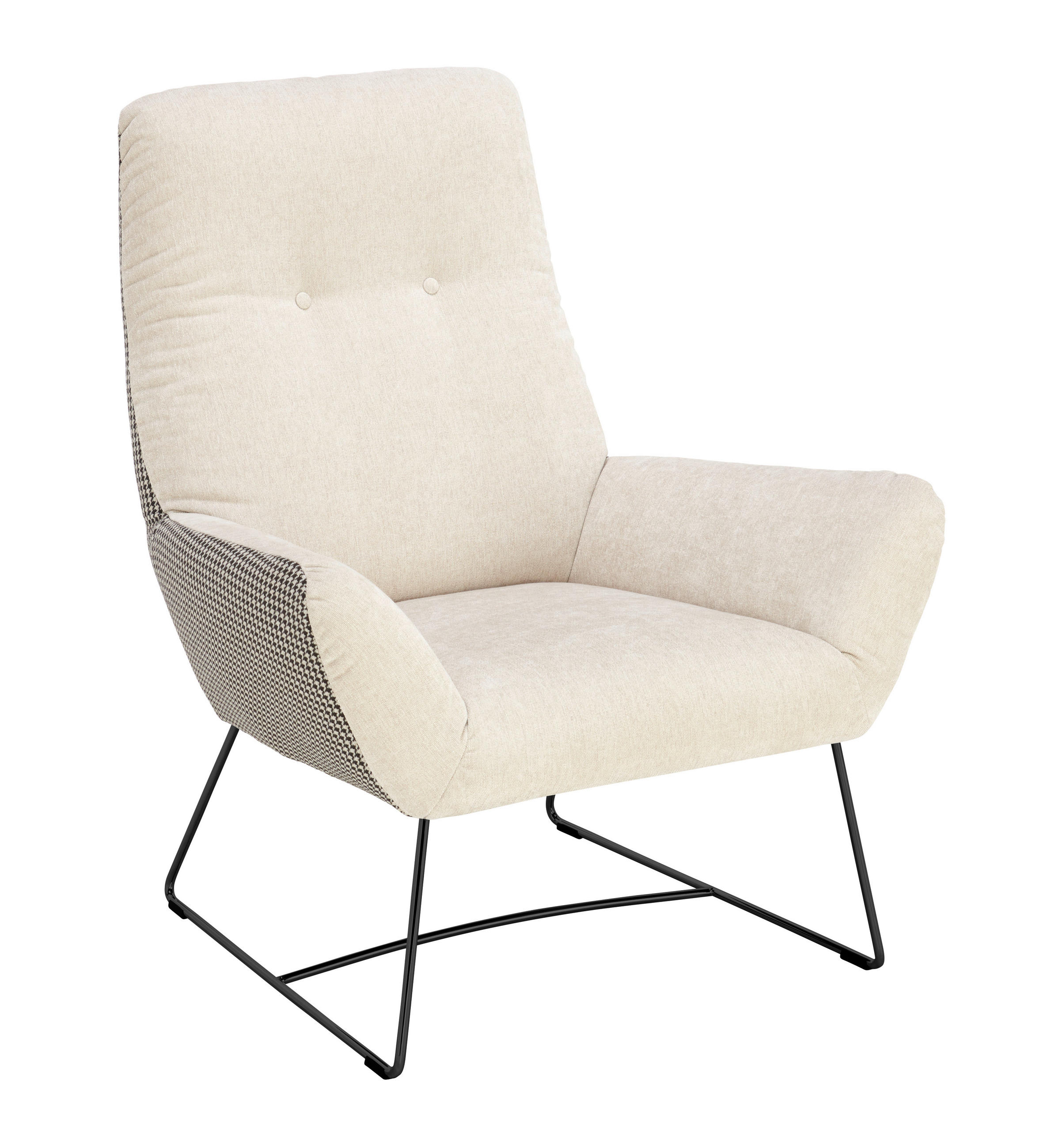 SESSEL Flachgewebe Creme, Naturfarben, Schwarz    - Creme/Schwarz, Design, Textil/Metall (82/102/81cm) - Pure Home Lifestyle