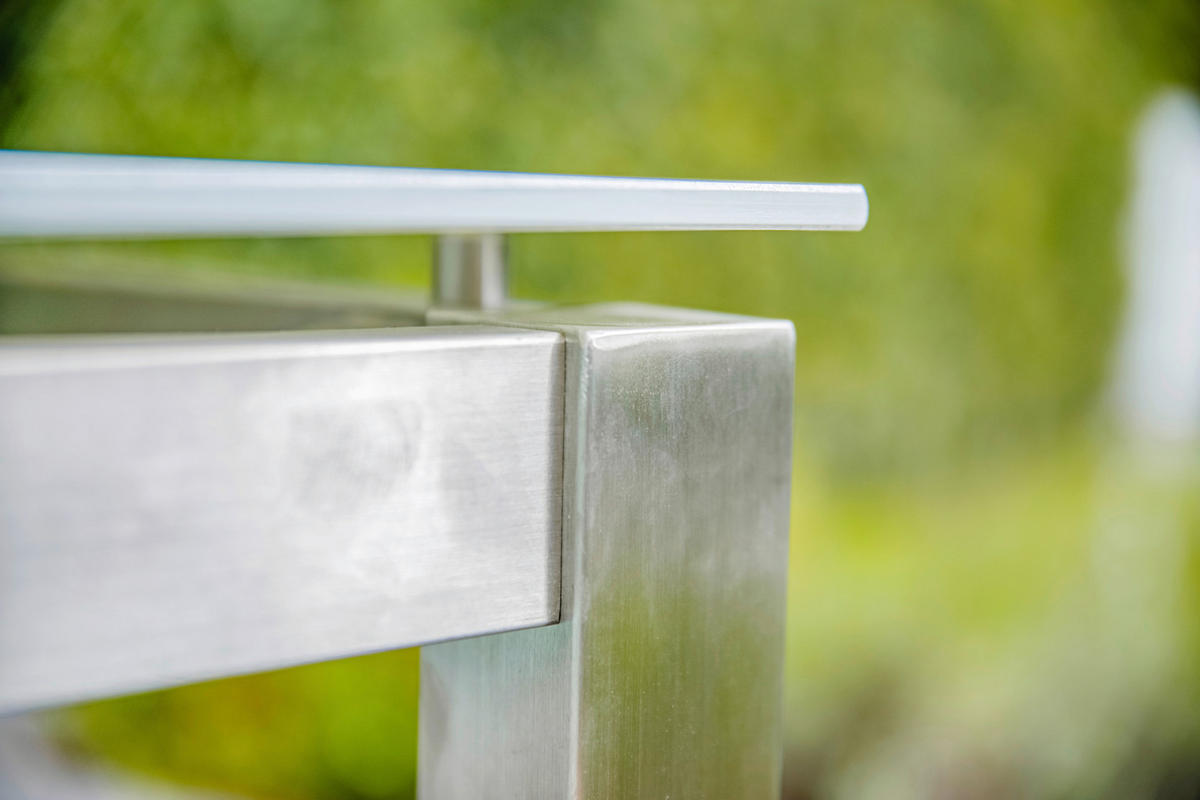 GARTENSET Teakholz Edelstahl  - Silberfarben/Teakfarben, MODERN, Glas/Holz - Gardenson