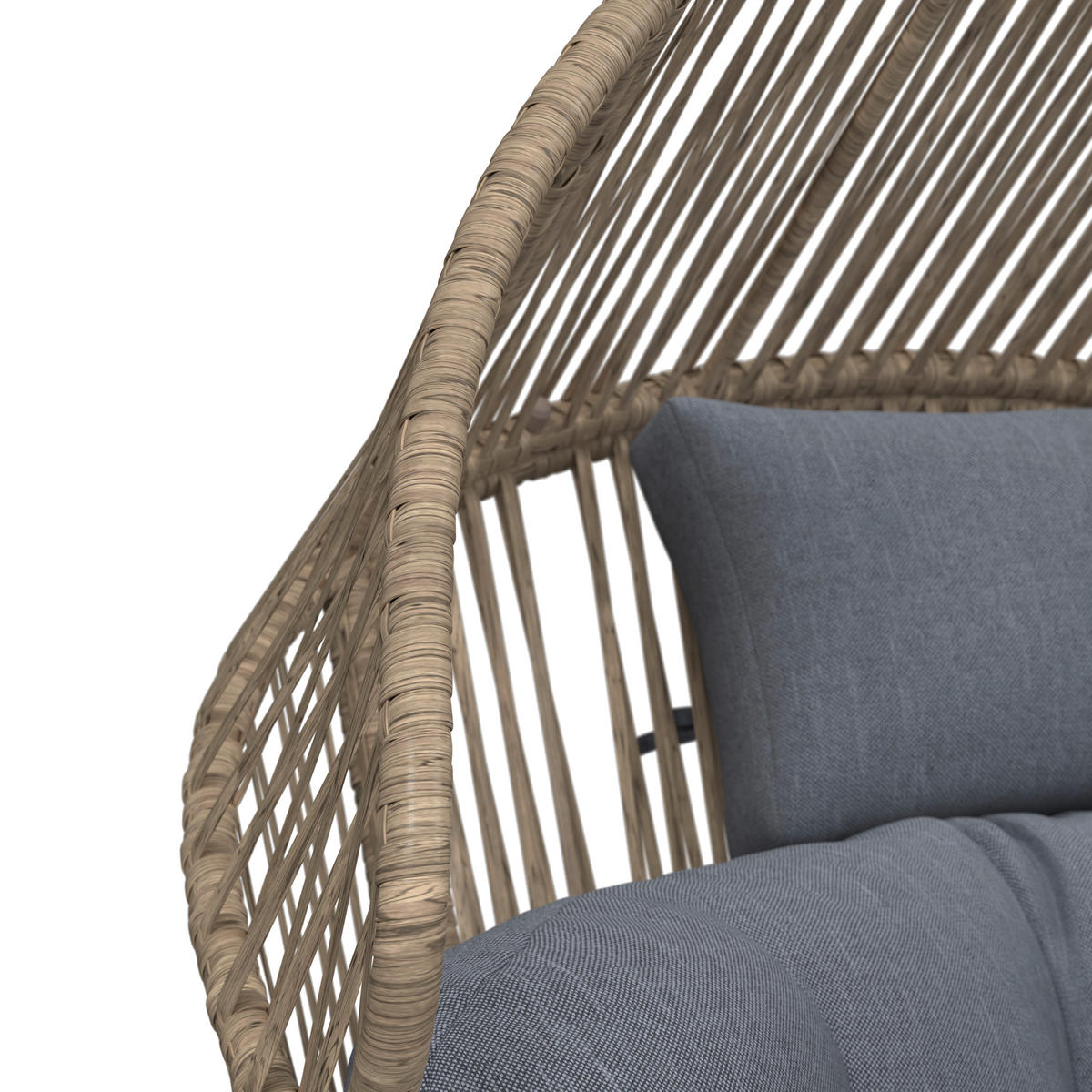 LOUNGESESSEL Grau, Naturfarben, Schwarz Stahl  - Schwarz/Naturfarben, Design, Kunststoff/Textil (101/140/96cm) - Ambia Garden