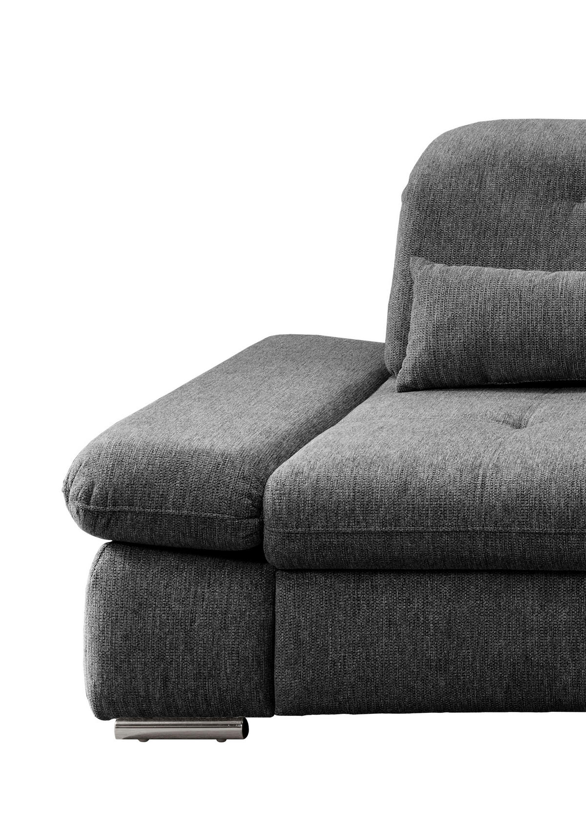 ECKSOFA in Chenille Anthrazit  - Chromfarben/Anthrazit, Design, Textil/Metall (280/254cm) - Livetastic