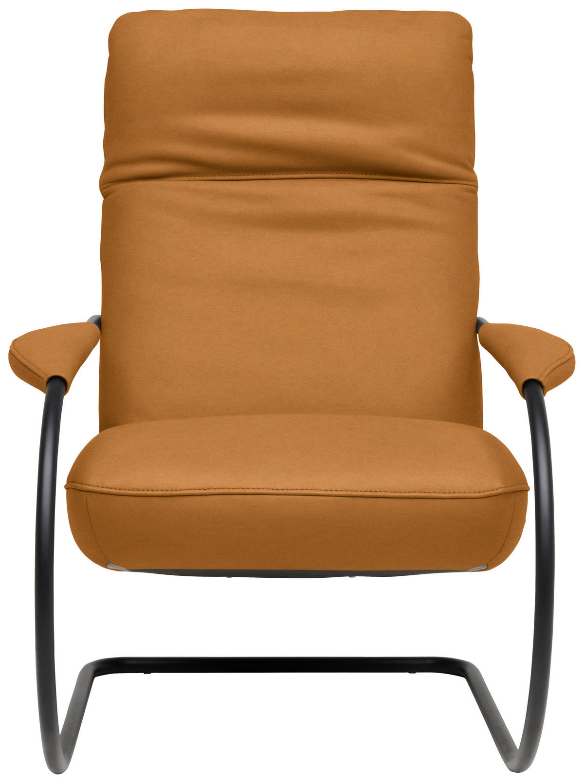 SESSEL in Echtleder Currygelb  - Currygelb/Schwarz, Design, Leder/Metall (80/104/99cm) - Koinor
