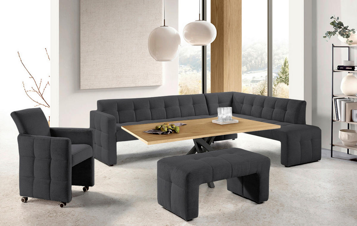 KLUPA KUTNA  antracit  drvo, tekstil, drvni materijal      - crna/antracit, Moderno, drvni materijal/drvo (265/197cm) - Livetastic