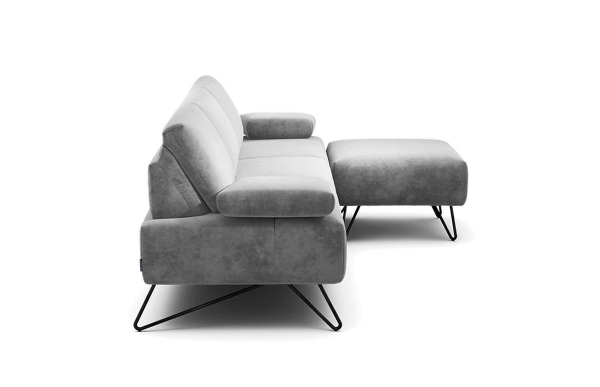 3-SITZER-SOFA Samt Hellgrau  - Hellgrau/Schwarz, Design, Textil/Metall (234-264/85/86-94cm) - SENSOO
