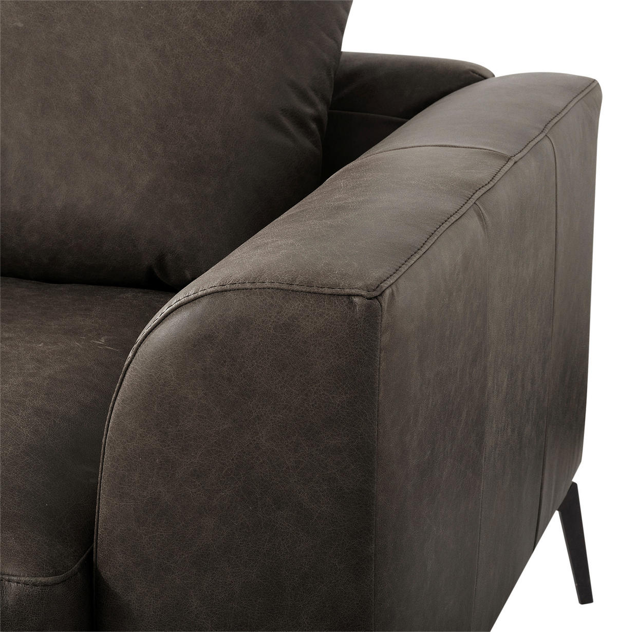 ECKSOFA in Echtleder Fango  - Fango/Schwarz, Design, Leder/Metall (172/313cm) - Livetastic