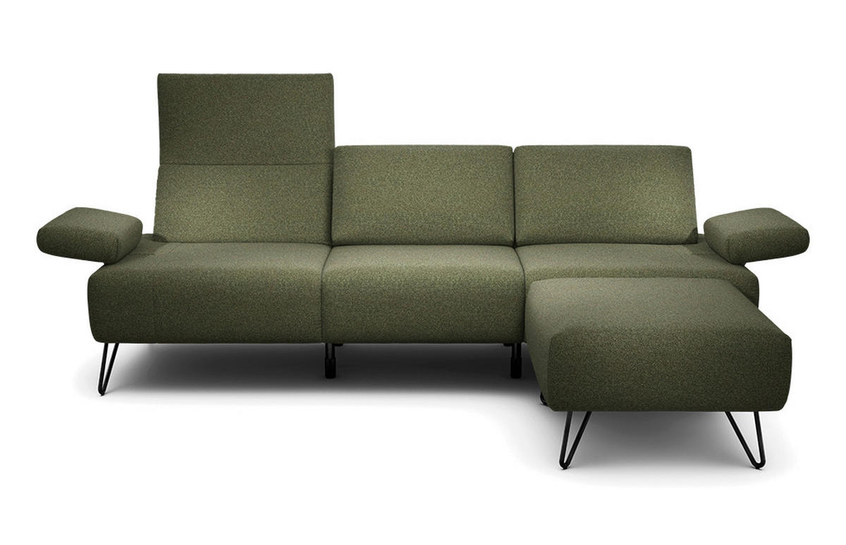 3-SITZER-SOFA Chenille Waldgrün  - Waldgrün/Schwarz, Design, Textil/Metall (234-264/85/86-94cm) - SENSOO