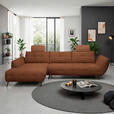 ECKSOFA Dunkelorange Chenille Armlehnenkissen, Rücken echt, Sitztiefenverstellung  - Dunkelorange/Schwarz, KONVENTIONELL, Textil/Metall (215/313cm) - Hom`in