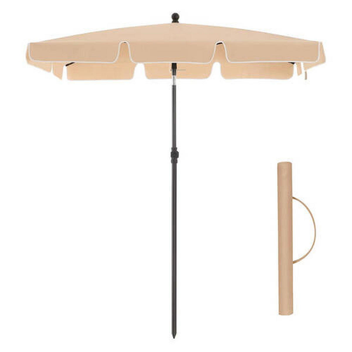 SONNENSCHIRM 180X125 cm Taupe  - Taupe/Schwarz, Basics, Textil/Metall (180/125cm) - Modante