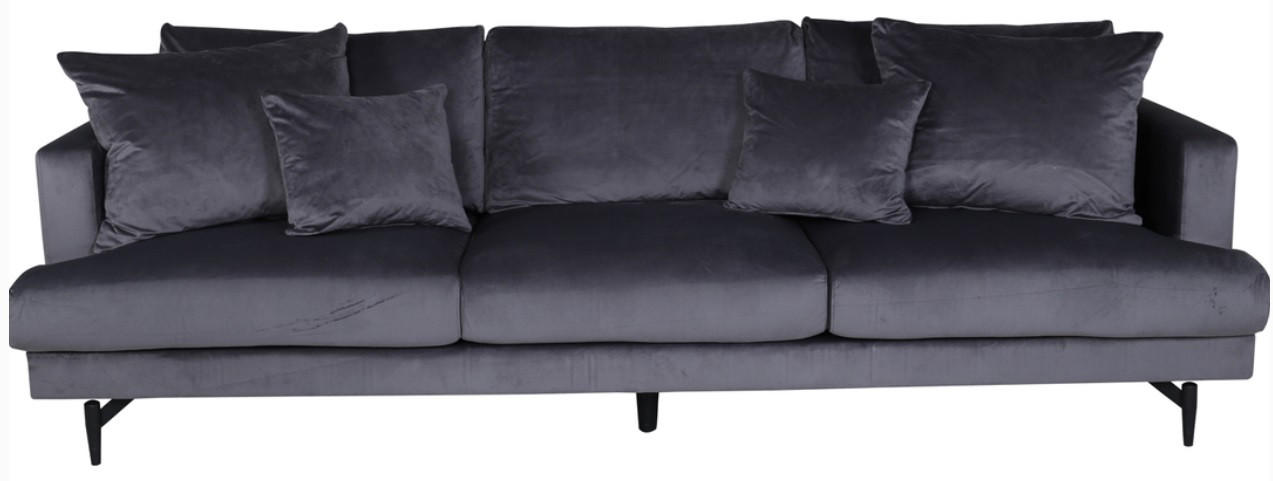 3-SITS SOFFA i metall, textil grå, svart  - svart/grå, Design, metall/textil (259/86/86cm) - Pure Home Comfort