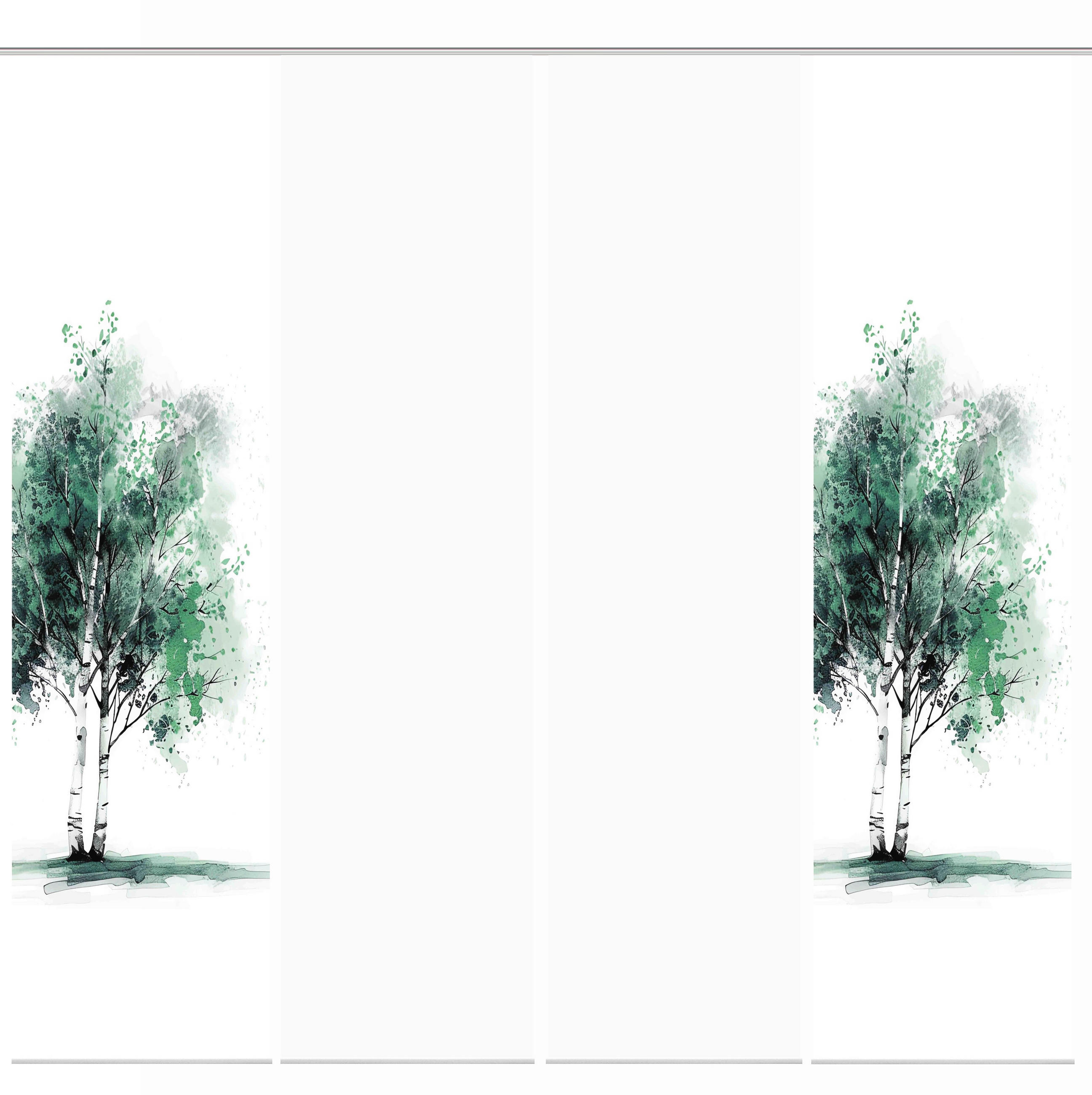 FLÄCHENVORHANG  4 Stück  blickdicht  60/245 cm   - Weiß/Grün, Natur, Textil (60/245cm)