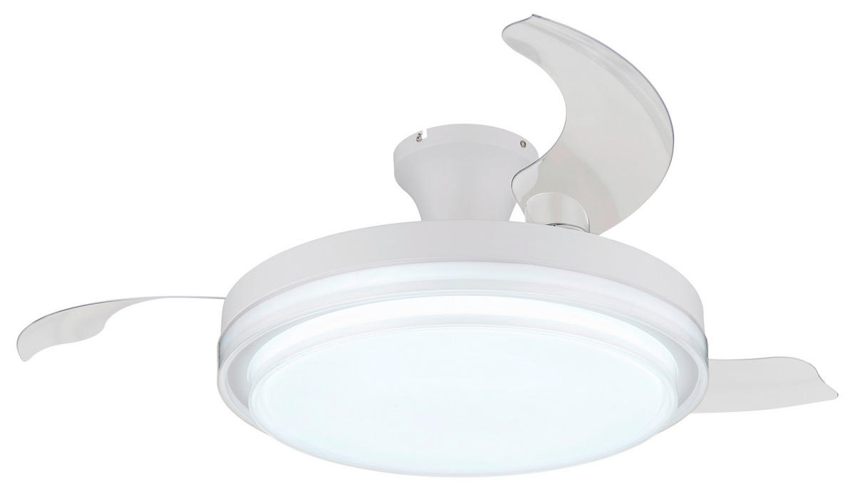 STROPNÍ VENTILÁTOR, 106,6/27,5 cm  - bílá/čiré, Konvenční, kov/plast (106,6/27,5cm) - Globo
