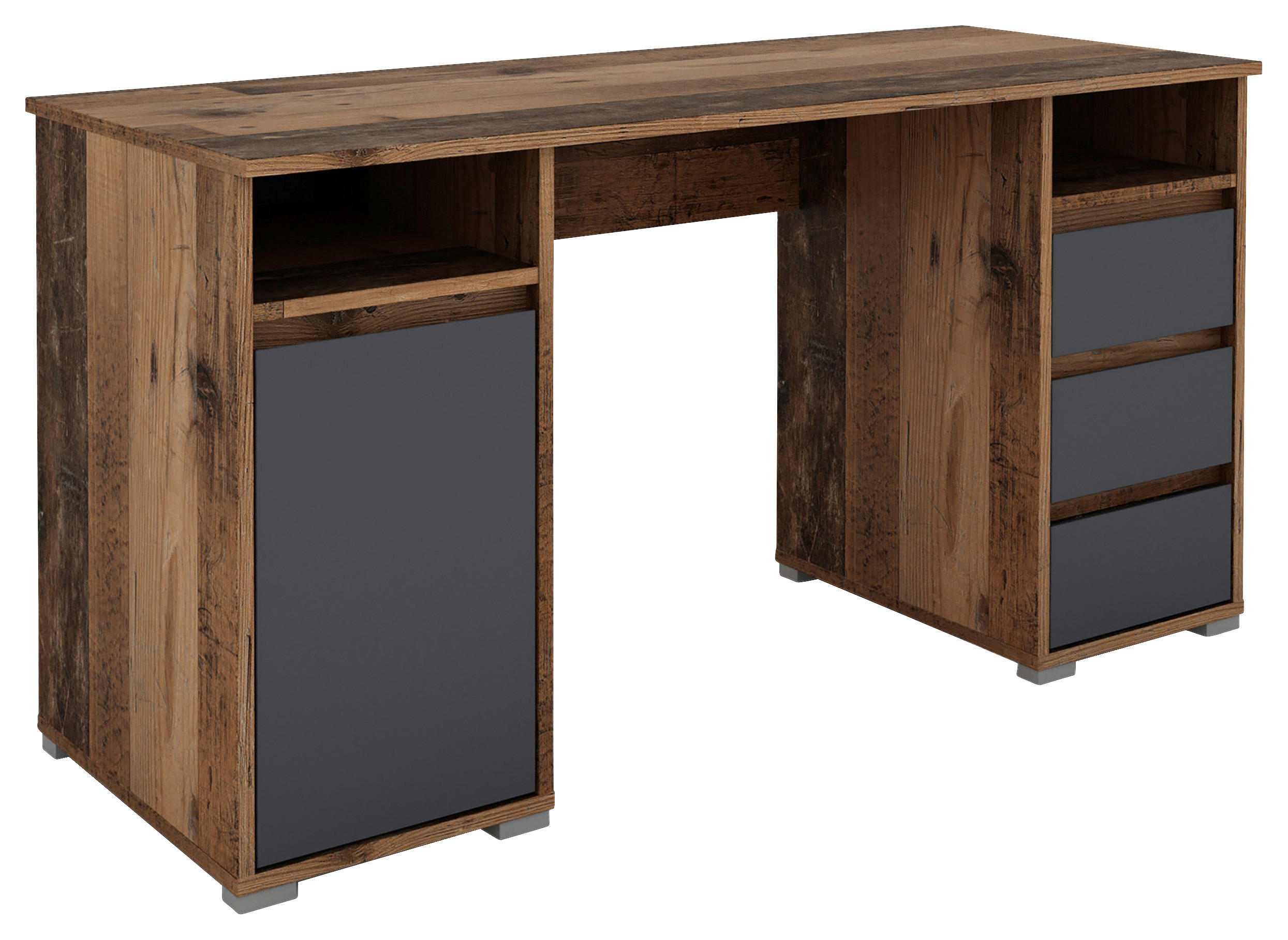 SCHREIBTISCH 138/55/75 cm  in Anthrazit, Alteiche  - Alteiche/Anthrazit, KONVENTIONELL, Holzwerkstoff (138/55/75cm) - MID.YOU