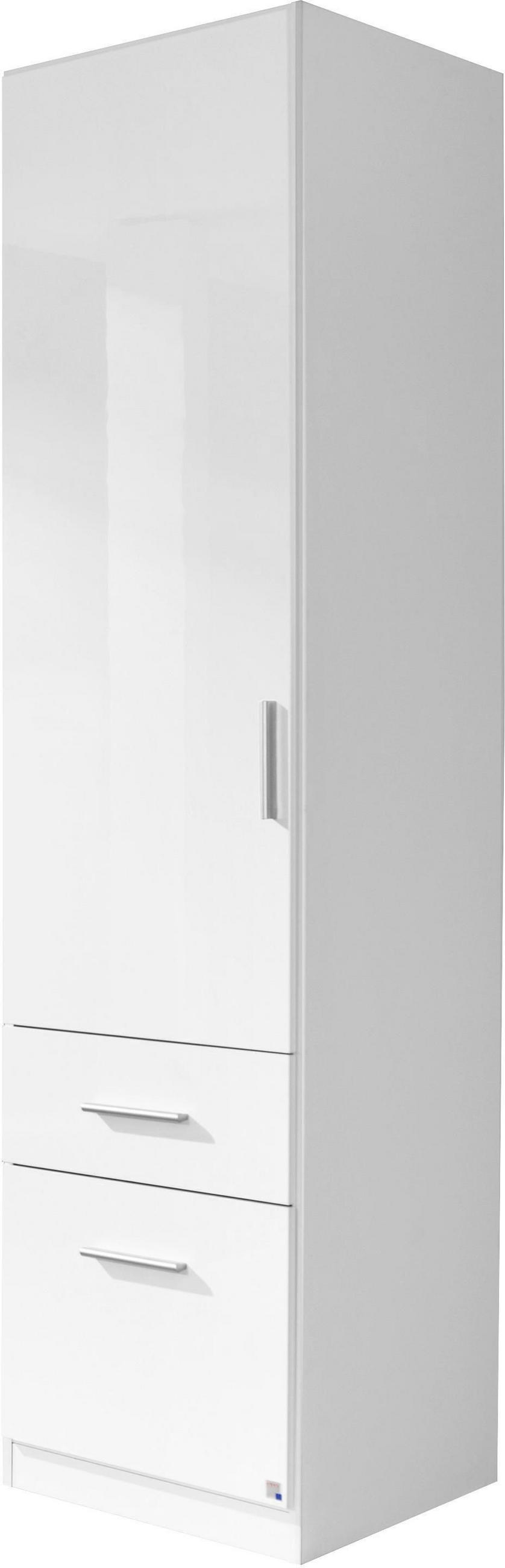 DREHTÜRENSCHRANK 47/197/54 cm 1-türig Weiß, Weiß Hochglanz - Weiß Hochglanz/Alufarben, KONVENTIONELL, Holzwerkstoff/Kunststoff (47/197/54cm) - Carryhome