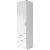 DREHTÜRENSCHRANK 47/197/54 cm 1-türig Weiß, Weiß Hochglanz  - Weiß Hochglanz/Alufarben, KONVENTIONELL, Holzwerkstoff/Kunststoff (47/197/54cm) - Carryhome