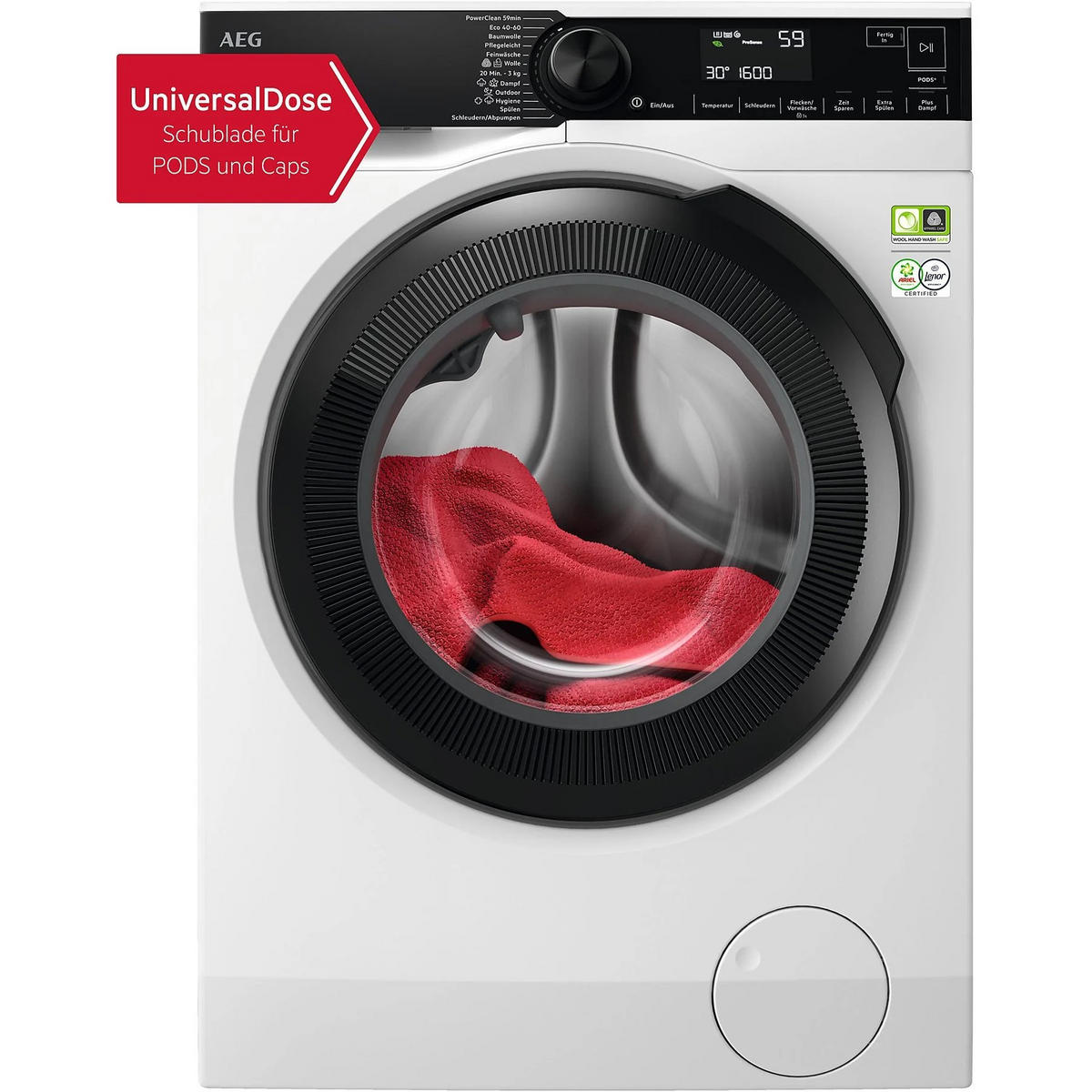 WASCHMASCHINE LR8EA75690   - Schwarz/Weiß, Basics, Metall (59,6/84,7/57,7cm) - AEG