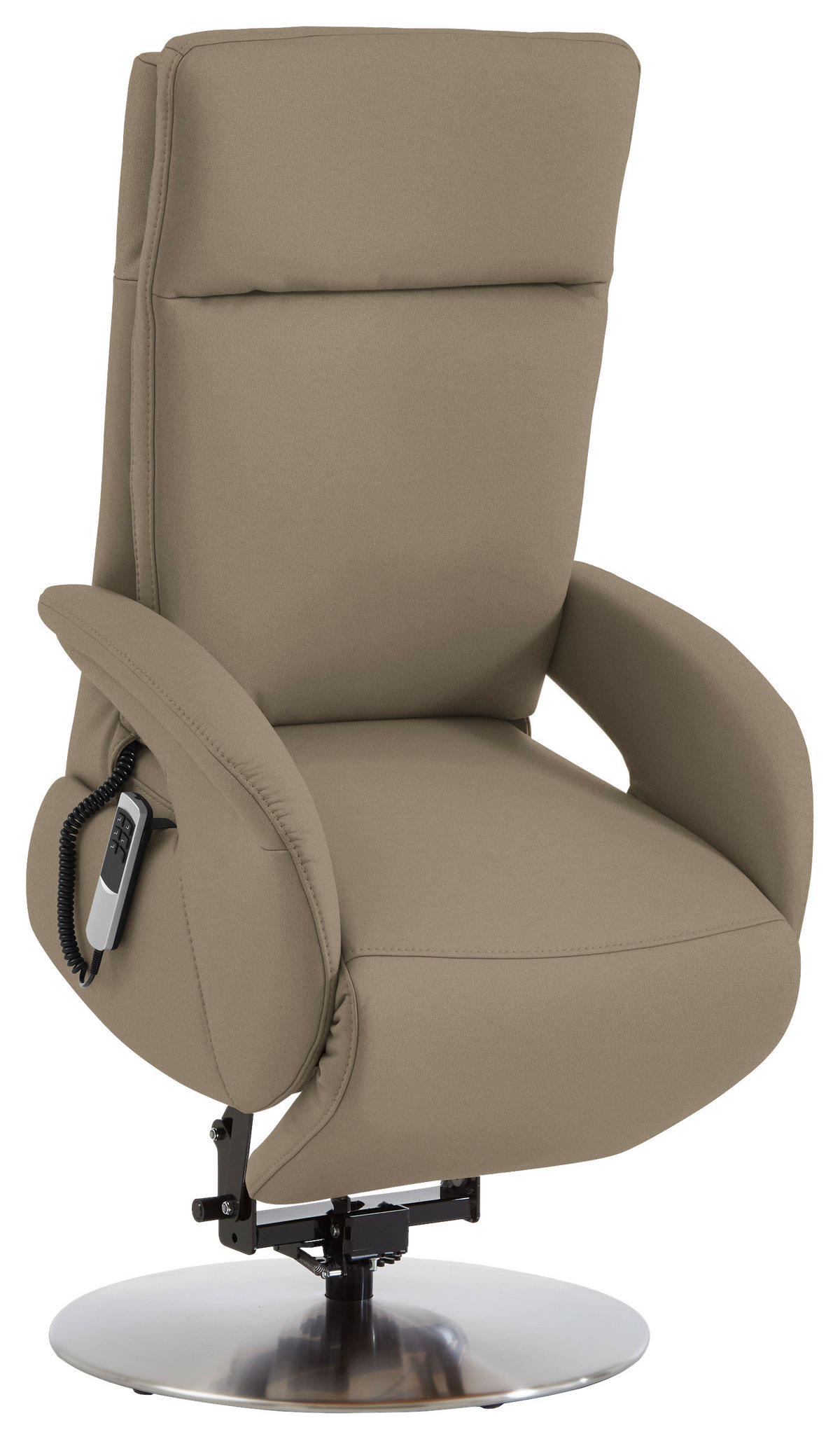 RELAXSESSEL in Leder Greige  - Edelstahlfarben/Greige, Design, Leder/Metall (70/108/80cm) - Cantus