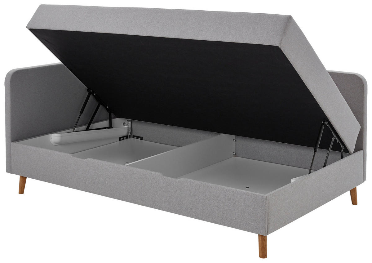 LIEGE Flachgewebe Hellgrau  - Eichefarben/Hellgrau, Design, Holz/Textil (90/200cm) - home24