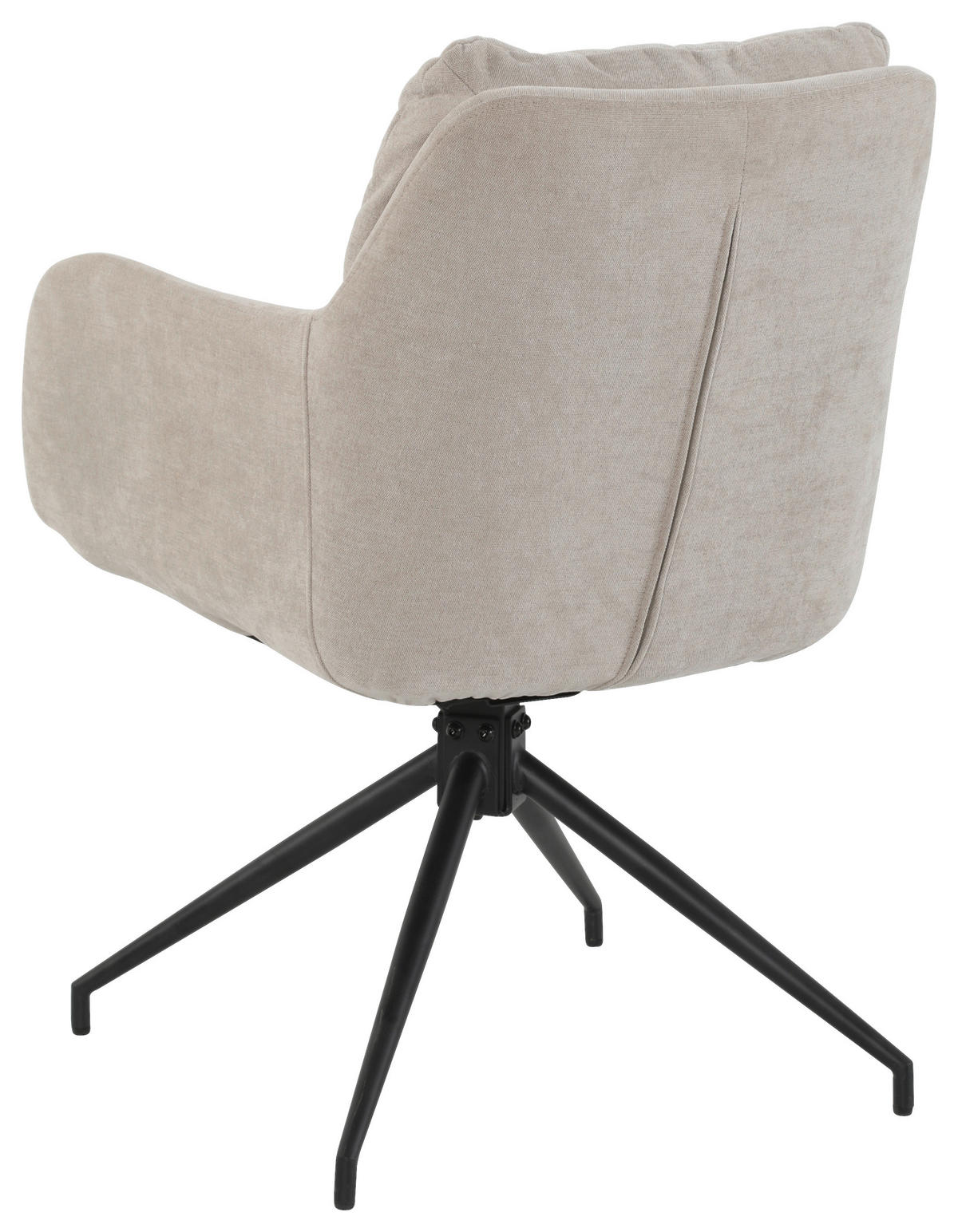 ARMLEHNSTUHL  Sitzfläche 180° drehbar, automatische Rückholfunktion Chenille  Schwarz, Beige  - Beige/Schwarz, MODERN, Textil/Metall (57.5/82/65cm) - Livetastic