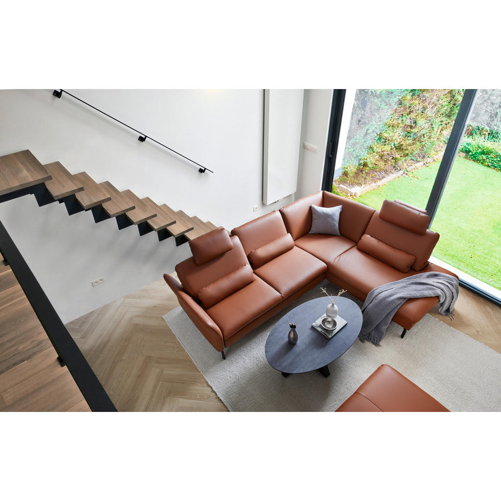 Thumbnail - Beldomo Premium Ecksofa Beldomo premium, Rotbraun, Leder, Echtleder, Rindleder, 4-Sitzer, nicht einzeln stellbar, Ecktei...