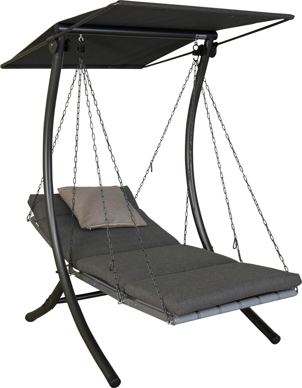 HOLLYWOODSCHAUKEL 100/160/145 cm Grau, Beige  - Dunkelgrau/Anthrazit, Basics, Kunststoff/Textil (100/160/145cm) - Boxxx