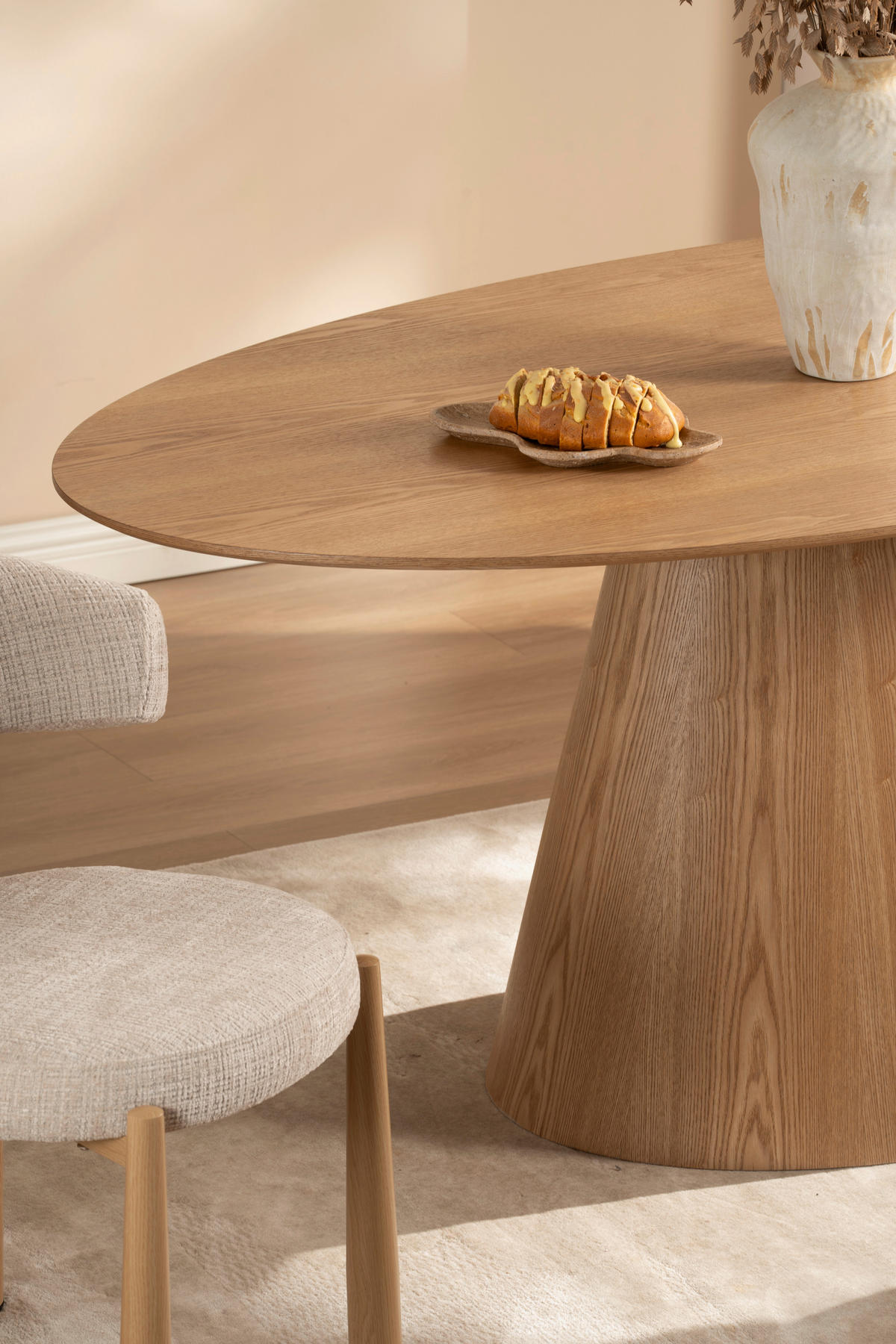 ESSTISCH 180/90/75 cm Echtholz, Nachbildung  Holz, Holzwerkstoff oval Eichefarben  - Eichefarben, Design, Holz/Holzwerkstoff (180/90/75cm) - VanDerken