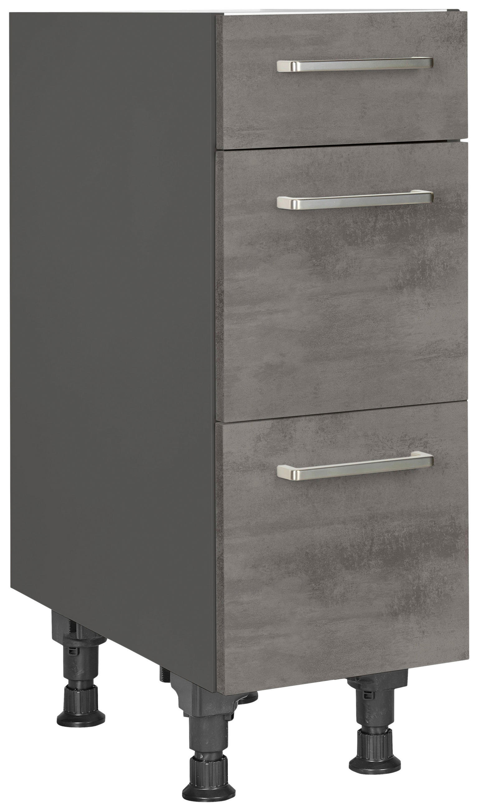 SCHUBKASTENUNTERSCHRANK 30/87/56 cm  in Schieferfarben  - Schieferfarben/Edelstahlfarben, MODERN, Holzwerkstoff/Metall (30/87/56cm) - Nobilia