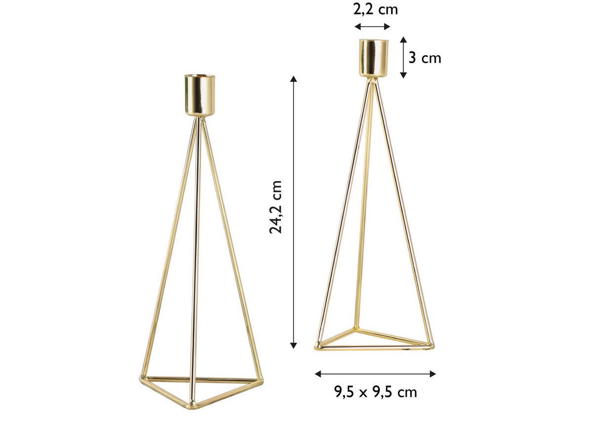 KERZENHALTER-SET - Goldfarben, Basics, Metall (9,5/24,2cm) - Echtwerk