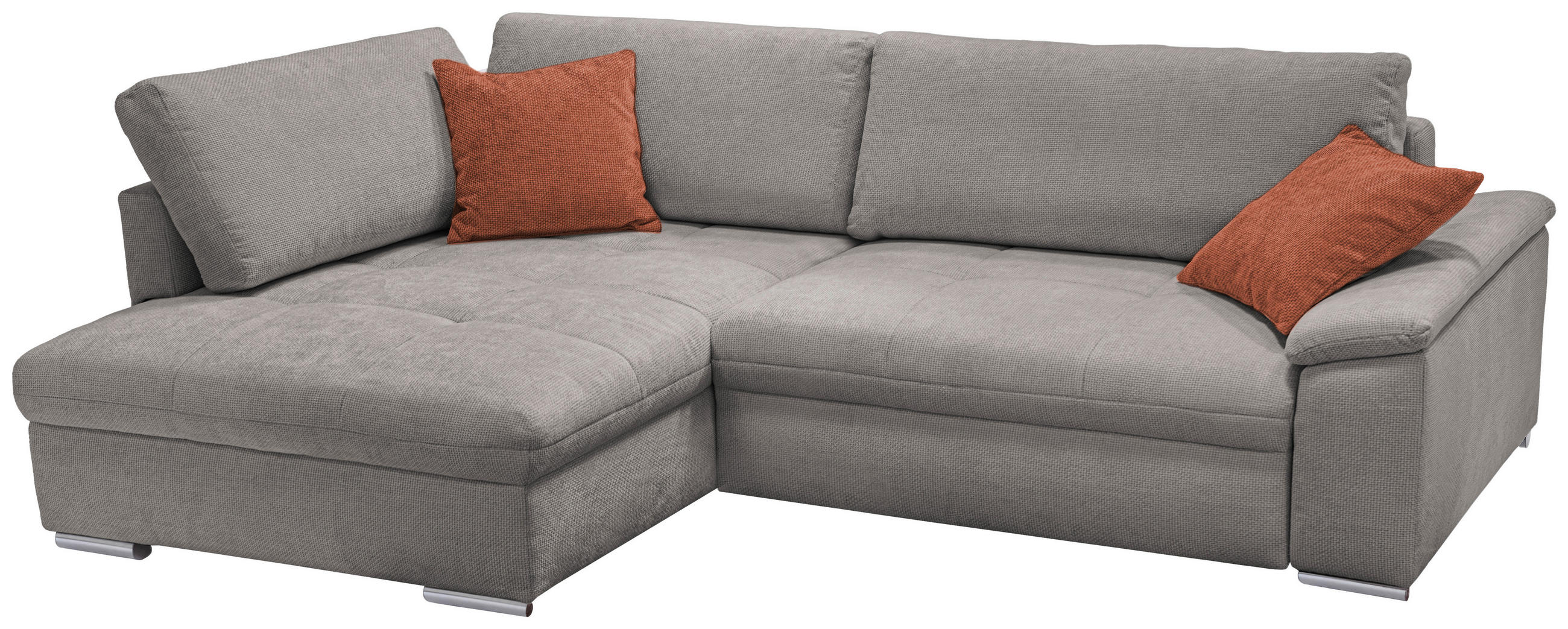 ECKSOFA in Struktur, Chenille Taupe  - Taupe/Rostfarben, Design, Textil/Metall (178/268cm) - Livetastic