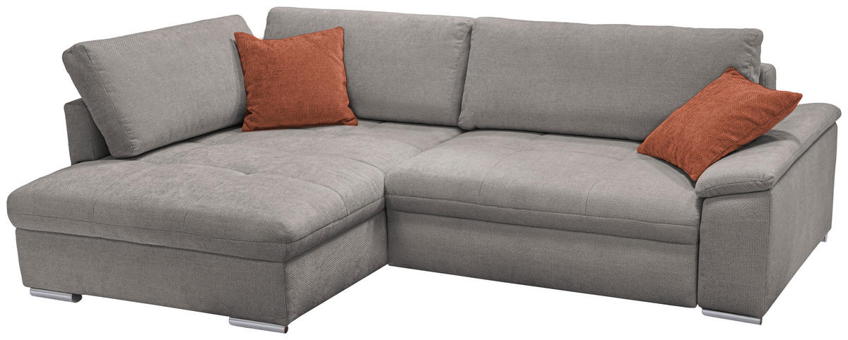 ECKSOFA in Struktur, Chenille Taupe  - Taupe/Rostfarben, Design, Textil/Metall (178/268cm) - Livetastic