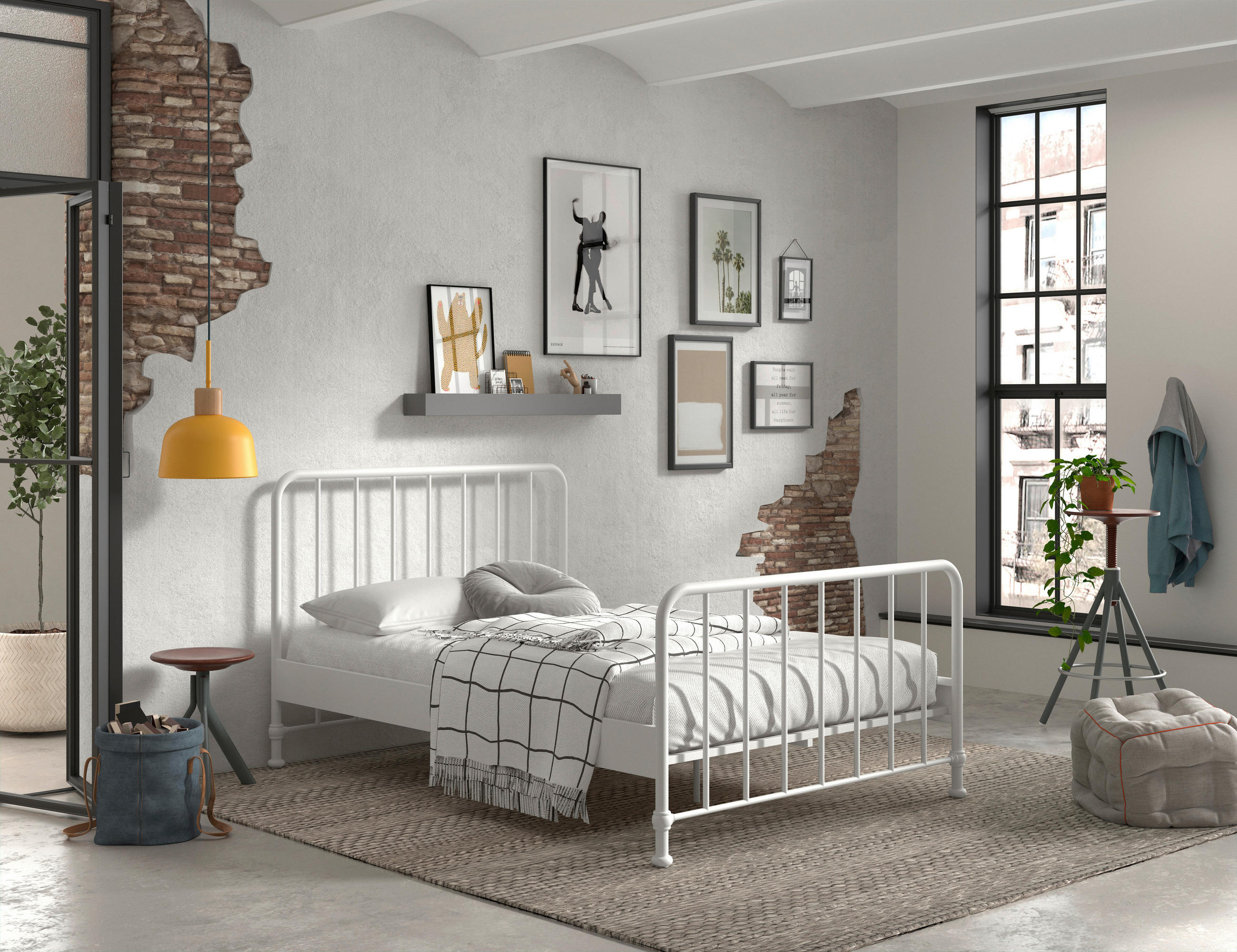 KINDER-/JUNIORBETT - Weiß, ROMANTIK / LANDHAUS, Holz/Metall (140/200cm) - Vipack