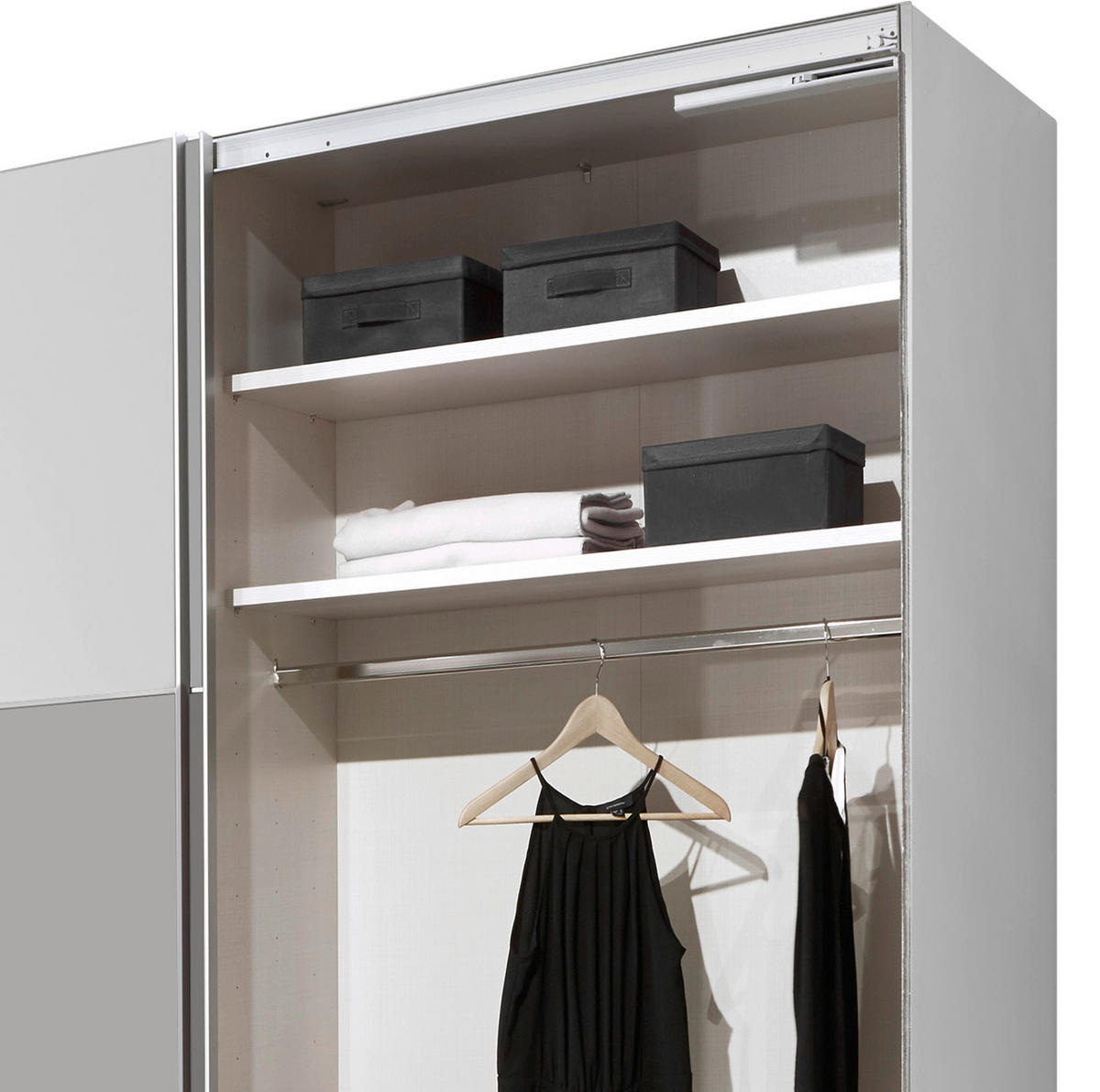 SCHWEBETÜRENSCHRANK  in Weiß, Grau  - Alufarben/Weiß, MODERN (249/222/68cm) - MID.YOU