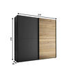 SCHWEBETÜRENSCHRANK  in Graphitfarben, Eichefarben  - Eichefarben/Schwarz, MODERN, Holzwerkstoff/Metall (215/210/60cm) - Carryhome