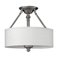 DECKENLEUCHTE Sussex 40.6/38.1 cm   - Nickelfarben, LIFESTYLE, Glas/Textil (40.6/38.1cm) - Elstead Lighting
