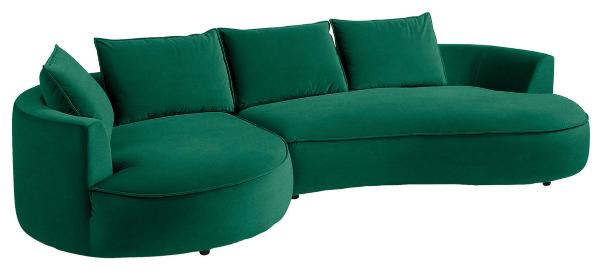BIGSOFA in Samt Grün  - Schwarz/Grün, Design, Kunststoff/Textil (154/82/322cm) - home24