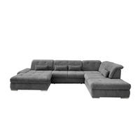 WOHNLANDSCHAFT in Chenille Anthrazit  - Chromfarben/Anthrazit, Design, Textil/Metall (195/376/254cm) - Livetastic