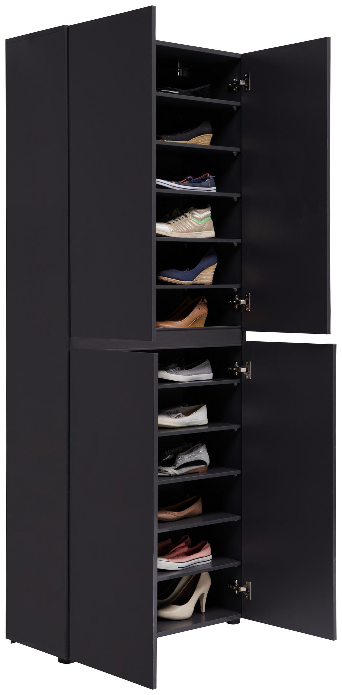 SCHUHSCHRANK Anthrazit  - Anthrazit/Schwarz, Design, Holzwerkstoff/Kunststoff (80/200/34cm) - Xora