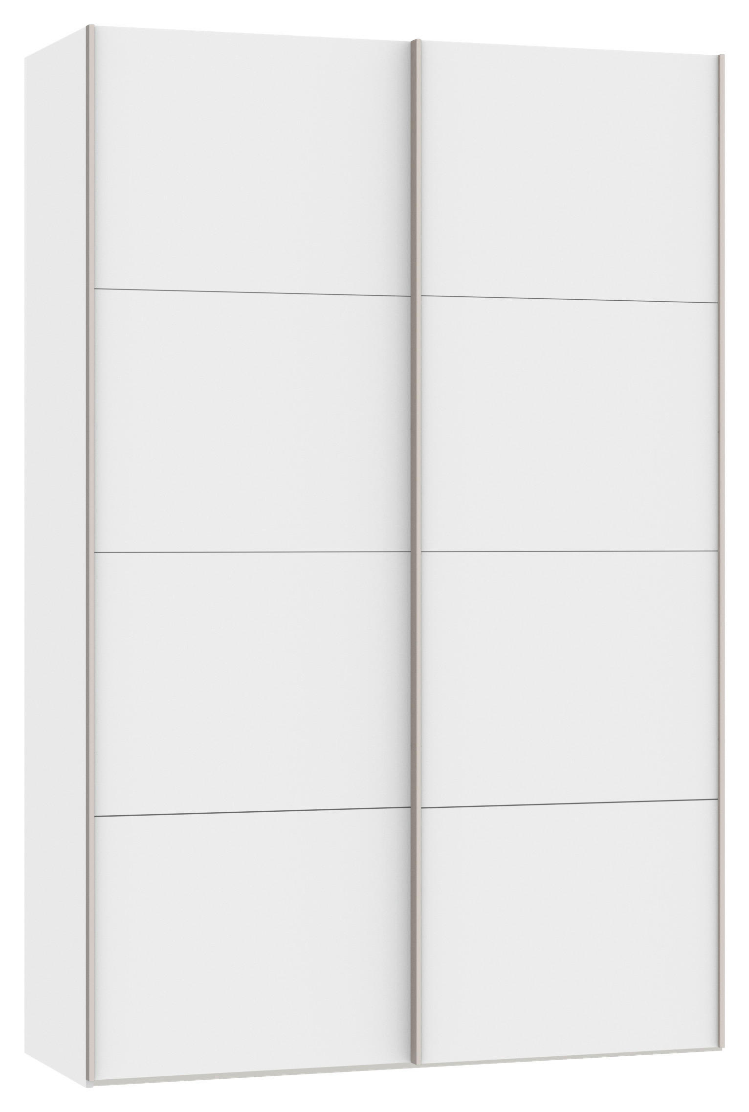 SCHWEBETÜRENSCHRANK 152/236/65 cm 2-türig Weiß - Edelstahlfarben/Weiß, Design, Holzwerkstoff (152/236/65cm) - Boxxx