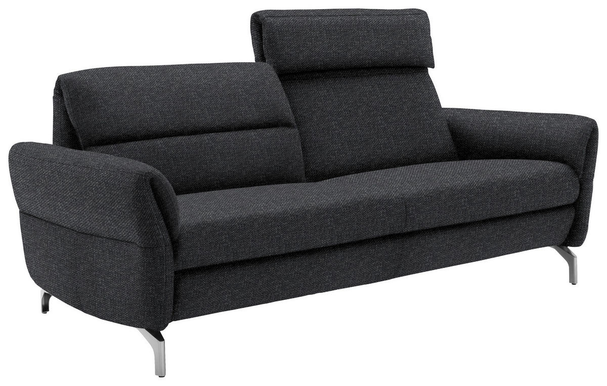 2-SITZER-SOFA Flachgewebe Anthrazit  - Anthrazit/Nickelfarben, Design, Textil/Metall (186/87/100cm) - Schöner Wohnen