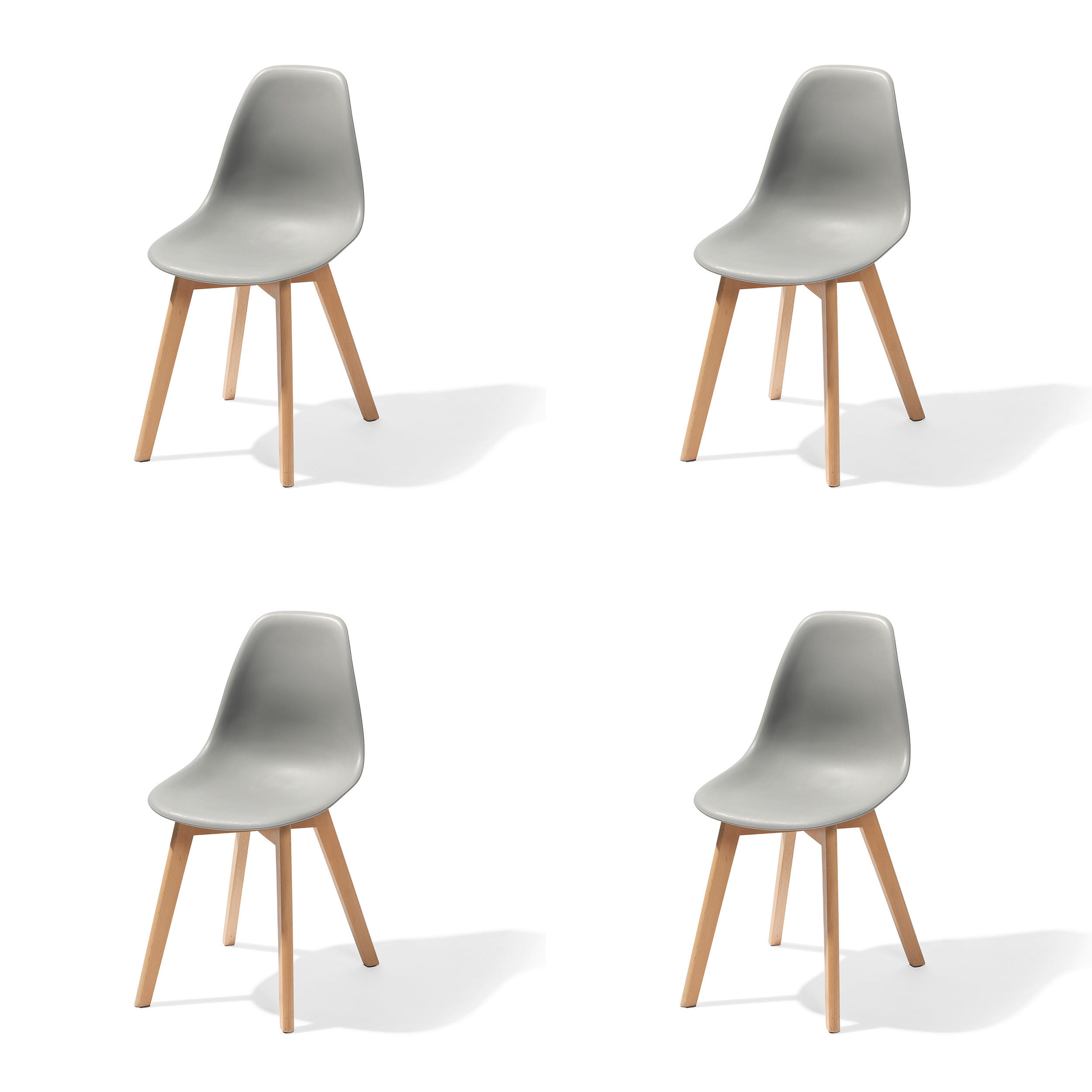 STUHL-SET 4 Stück stapelbar, UV-beständig   - Dunkelgrau, MODERN, Holz/Metall (47/83/53cm) - MID.YOU