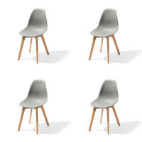 STUHL-SET 4 Stück stapelbar, UV-beständig   - Dunkelgrau, MODERN, Holz/Metall (47/83/53cm) - MID.YOU